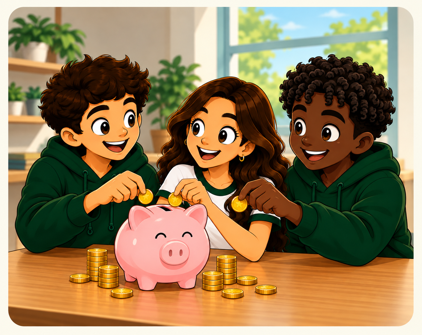 Crianças aprendendo a poupar com o CRIINVESTE